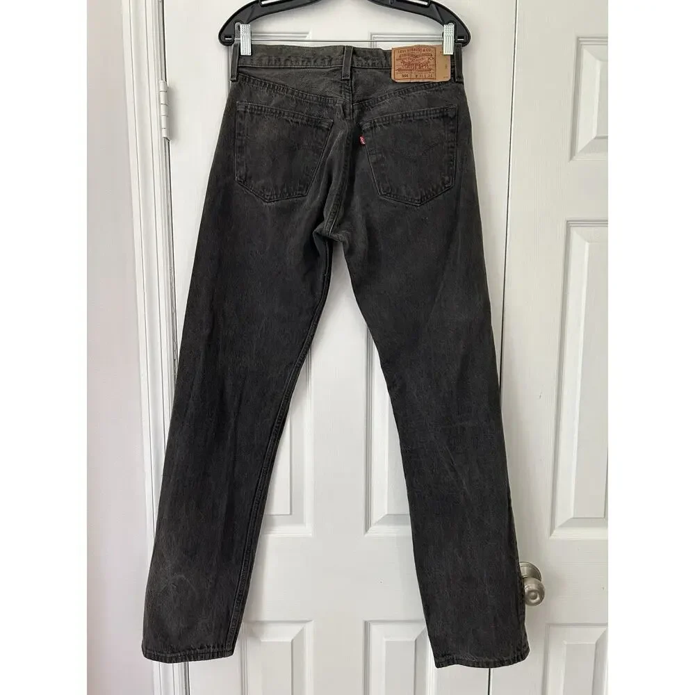 Vintage Levi’s 501 Jeans USA Made Black Denim Measures 30x34 Distressed Faded 95